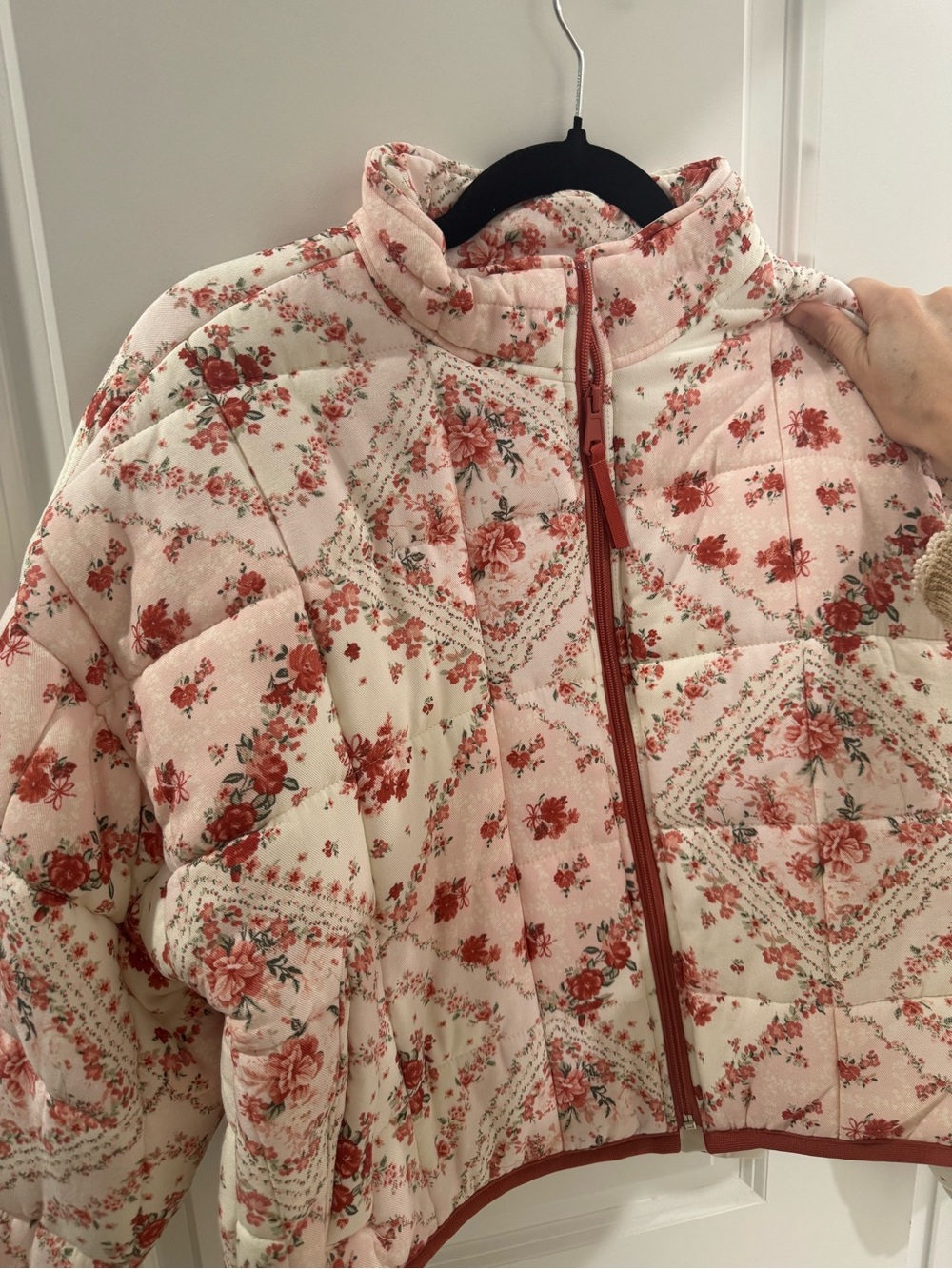 Altar'd State Pink Floral Quilted Puffer Jacket